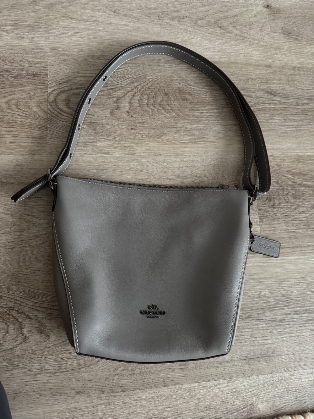 Coach Dufflette Smooth Leather Gray Crossbody Shoulder Bag